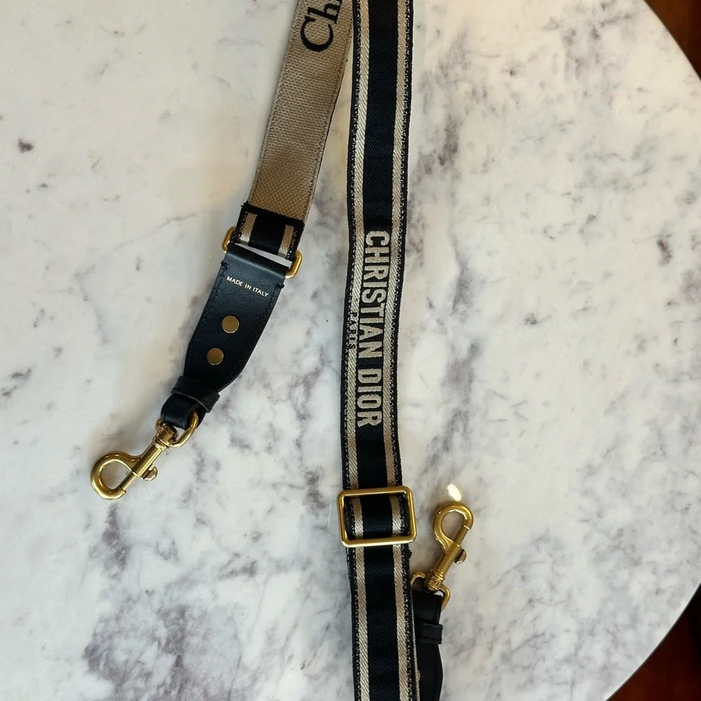Christian Dior Navy/Beige Canvas Bag Strap. - Picture 1 of 3